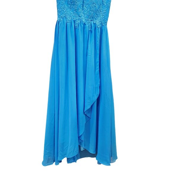 Elegant Blue Chiffon Lace Detail Maxi‎ Bridesmaid or Wedding Guest Dress Size 10 - Picture 12 of 12